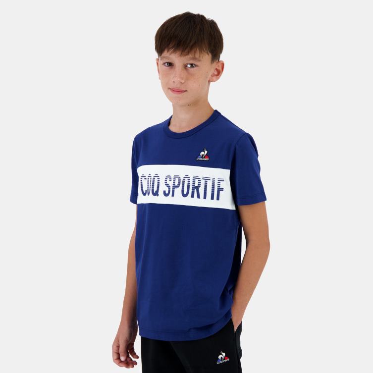 Clothing HVDBF644 Children Le Coq Sportif T-Shirt Blue