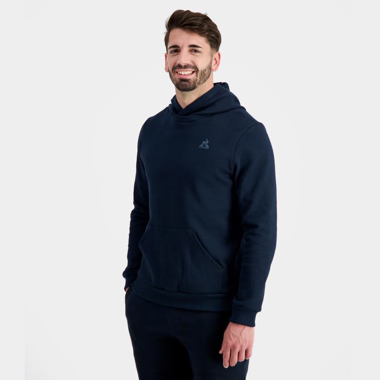 Clothing HVDBF11 Men Le Coq Sportif Hooded Sweatshirt Blue
