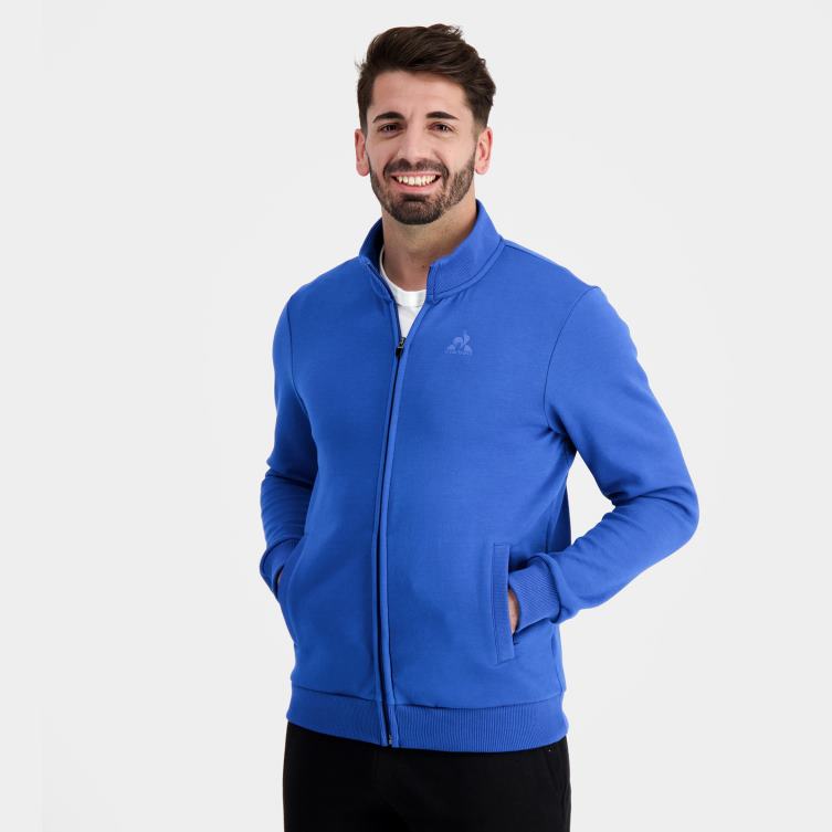 Clothing HVDBF12 Men Le Coq Sportif Zipped Sweatshirt Blue