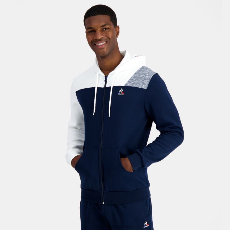 Clothing HVDBF22 Men Le Coq Sportif Hooded Sweatshirt With Zip Blue
