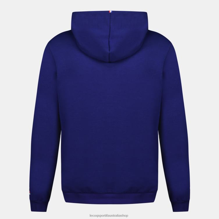 Clothing HVDBF27 Men Le Coq Sportif Hooded Sweatshirt - France Rugby Blue