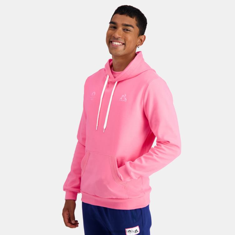 Clothing HVDBF30 Men Le Coq Sportif Hooded Sweatshirt Pink