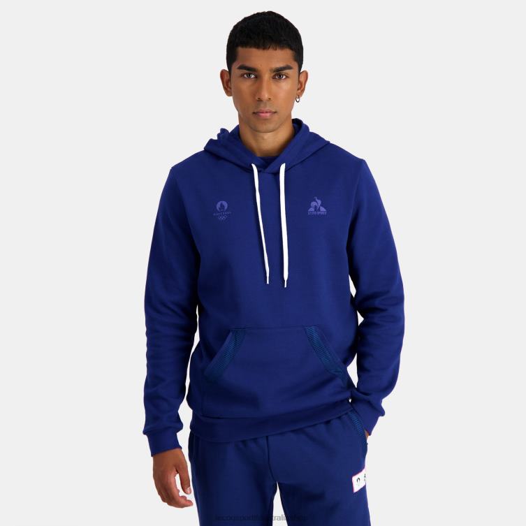 Clothing HVDBF31 Men Le Coq Sportif Hooded Sweatshirt Blue
