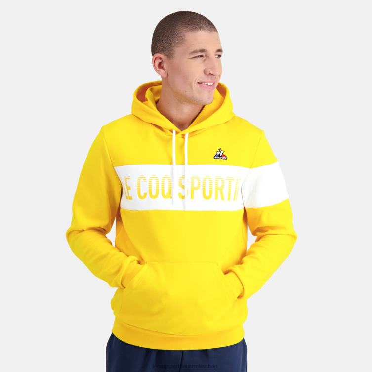 Clothing HVDBF438 Men Le Coq Sportif Hooded Sweatshirt Yellow