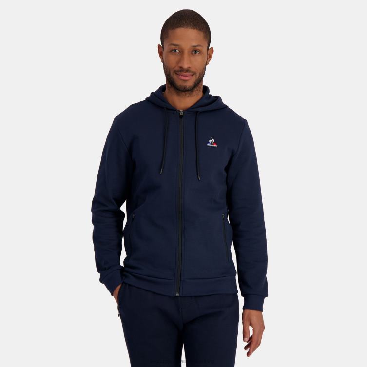 Clothing HVDBF47 Men Le Coq Sportif Hooded Sweatshirt With Zip Blue