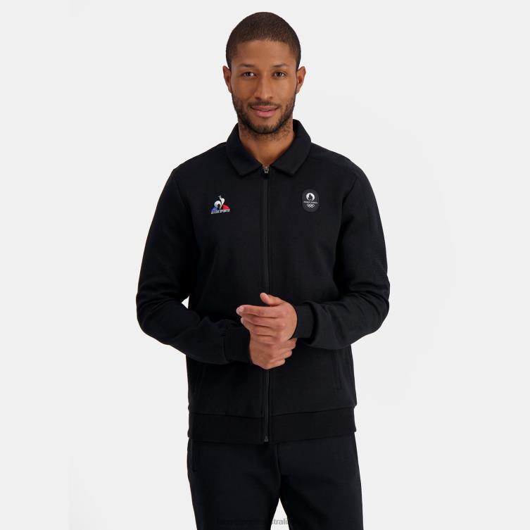 Clothing HVDBF489 Men Le Coq Sportif Zipped Sweatshirt Black