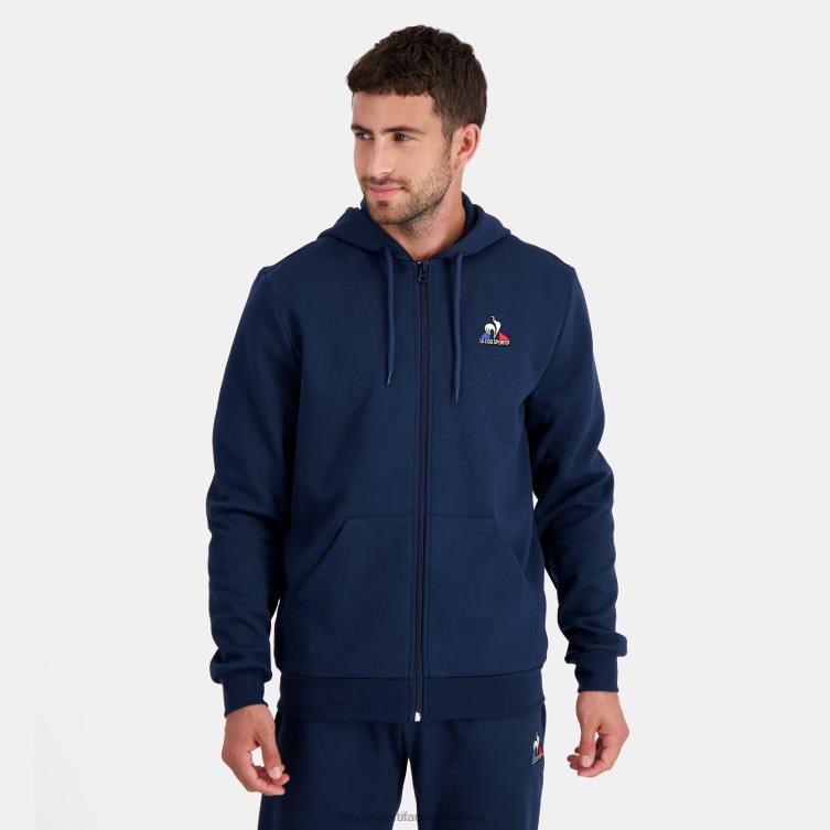 Clothing HVDBF55 Men Le Coq Sportif Hooded Sweatshirt With Zip Blue