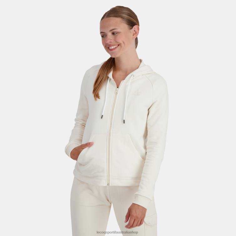 Clothing HVDBF309 Women Le Coq Sportif Hooded Sweatshirt With Zip White