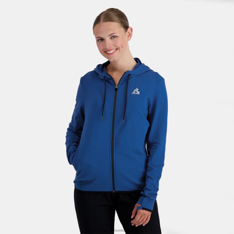 Clothing HVDBF315 Women Le Coq Sportif Hooded Sweatshirt With Zip Blue