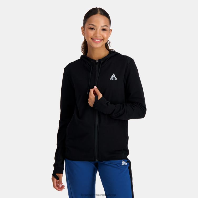 Clothing HVDBF316 Women Le Coq Sportif Hooded Sweatshirt With Zip Black