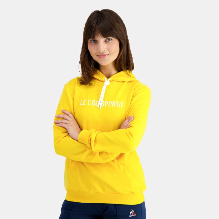 Clothing HVDBF598 Women Le Coq Sportif Hooded Sweatshirt Yellow